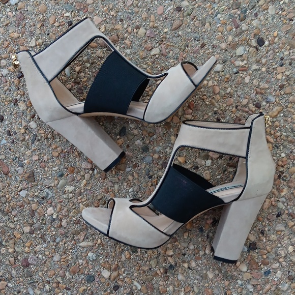 Karl Lagerfeld Rosalie cream suede & black heeled sandals womens 6 - Picture 7 of 10